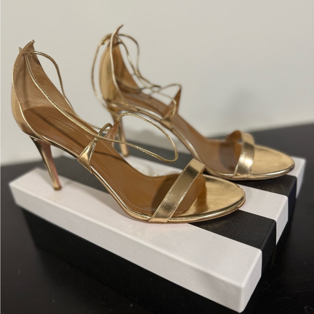 Aquazzura Gold Strappy Heels